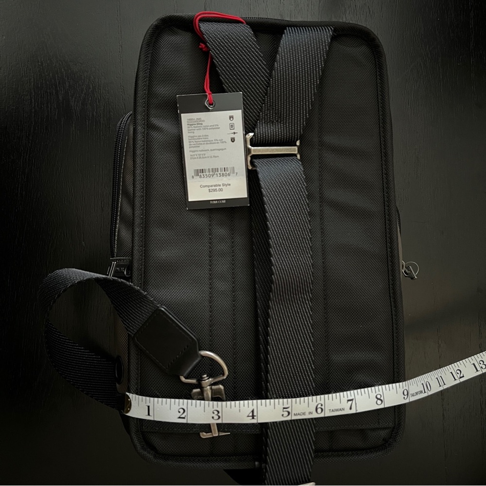 Tumi Gray, Black, and Red Higgins Ballistic Nylon Sling Bag - Picture 10 of 11